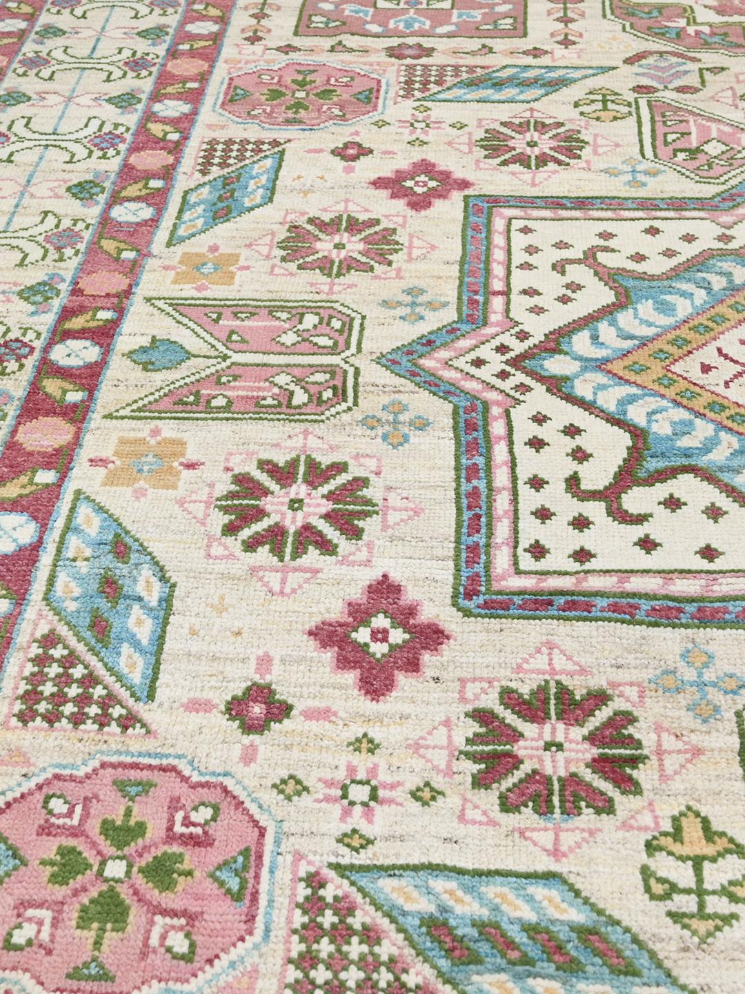 Handgeknoopt Mamluk-tapijt uit Afghanistan in beige en meerkleurig
