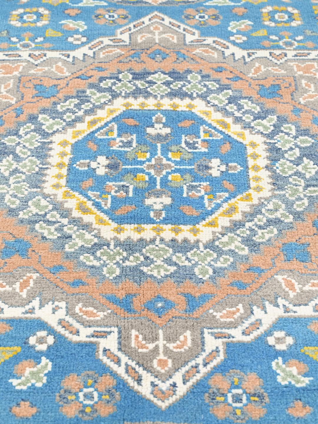 Håndknyttet Mamluk-tæppe fra Afghanistan i blå og flerfarvede nuancer