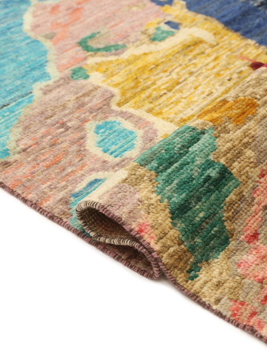 Handgeknoopte Afghaanse loper in levendige multicolor tinten