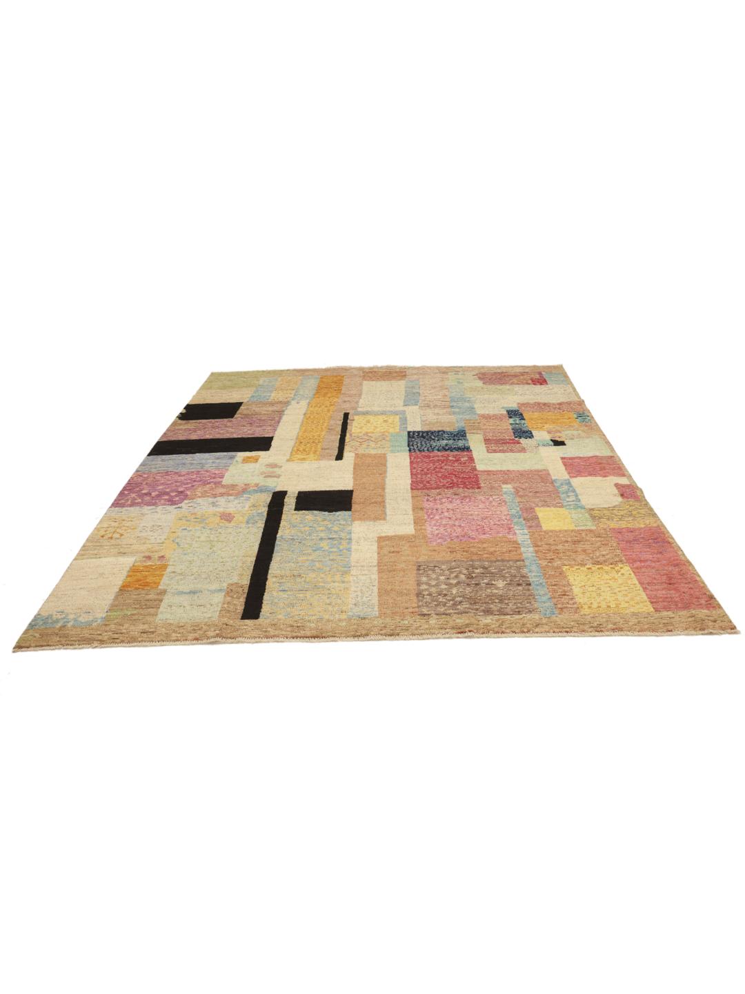 A large, one-of-a-kind multicolour Berber rug from Afghanistan with an abstract geometric pattern.