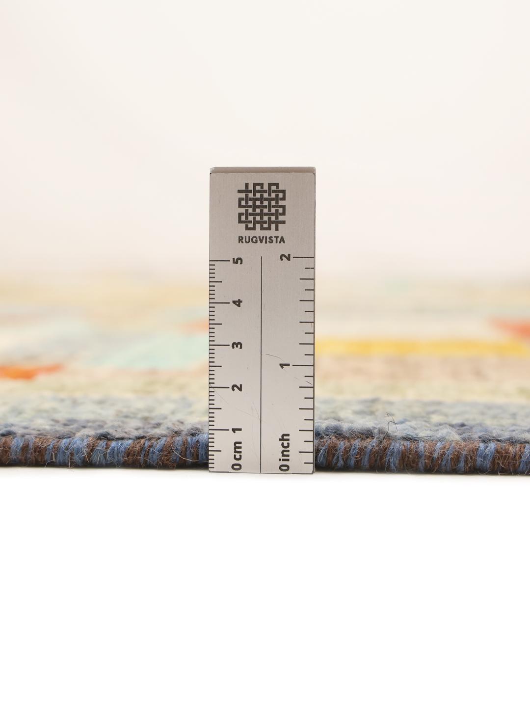 Handgeknoopt Afghaans tapijt met een geometrisch multicolor ontwerp