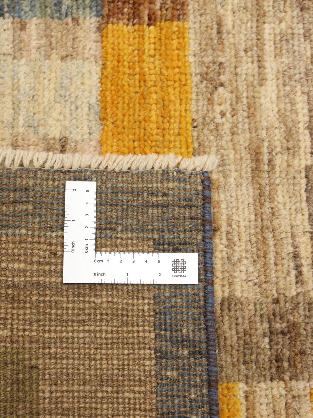 Handgeknoopt Afghaans tapijt met een geometrisch multicolor ontwerp