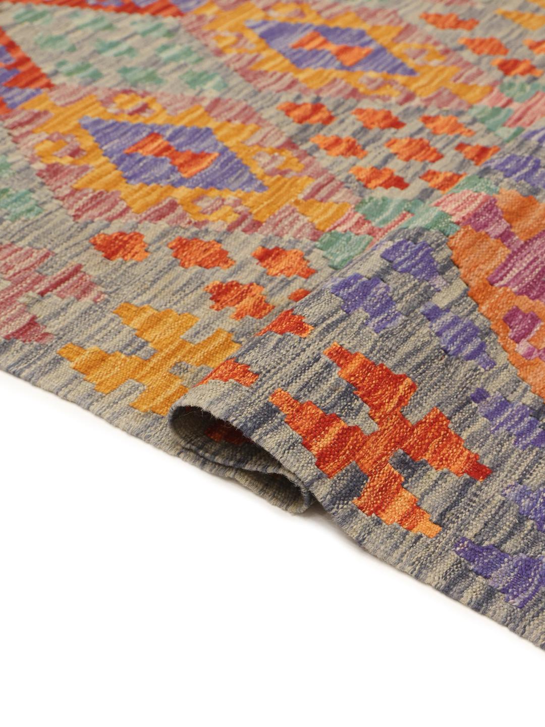 Hand-woven multicolor Afghan runner rug