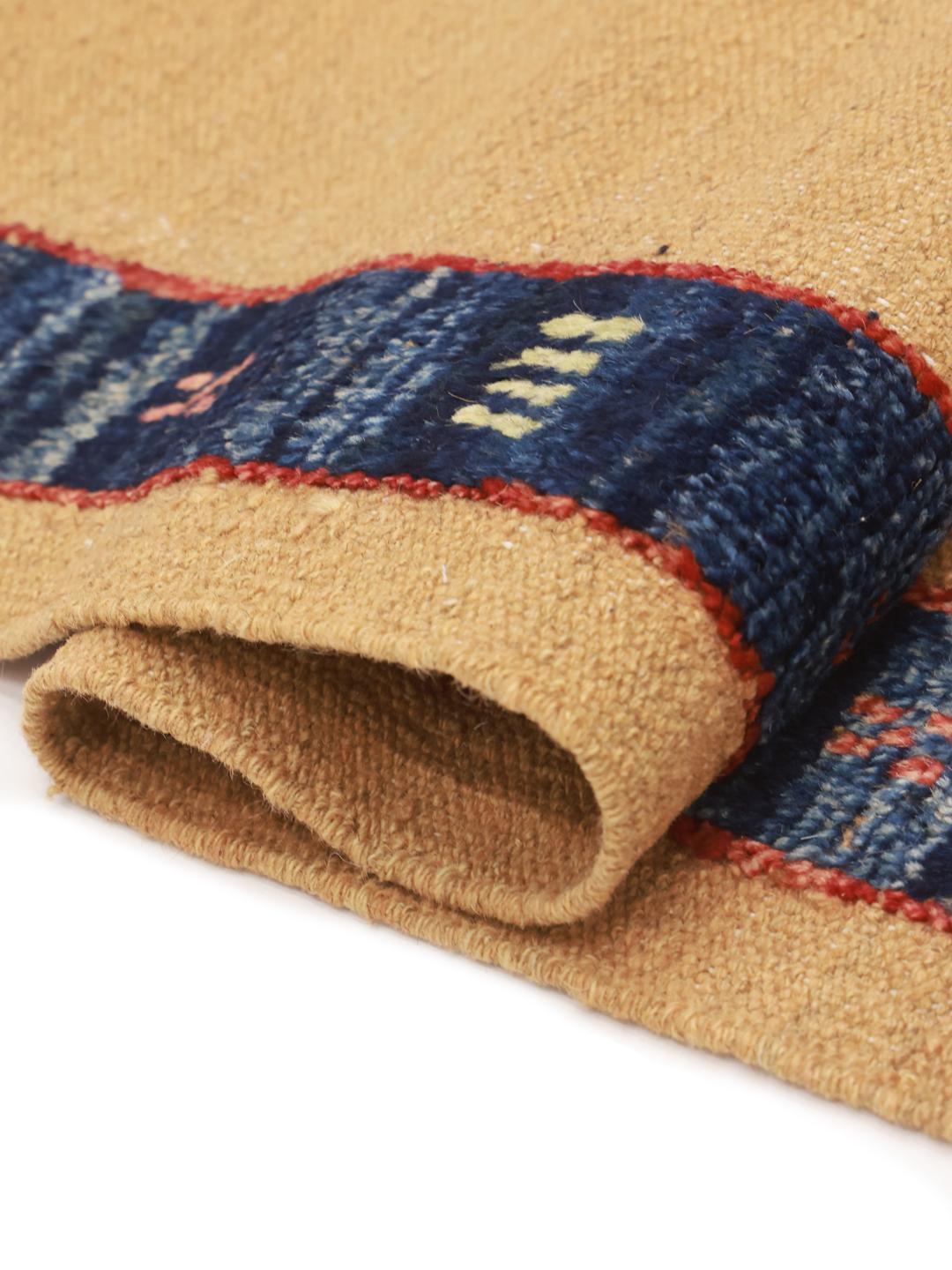 Hand-woven Afghan Kelim Nimbaft rug in beige with colourful motifs