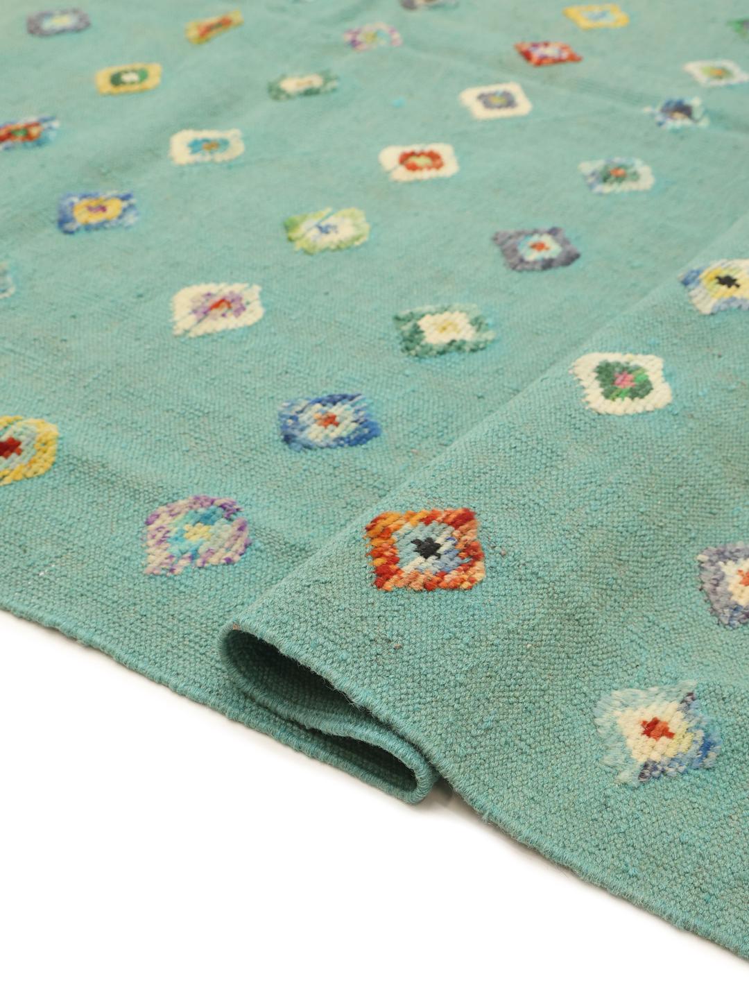 Handgeweven Afghaans Kelim Nimbaft vloerkleed in teal