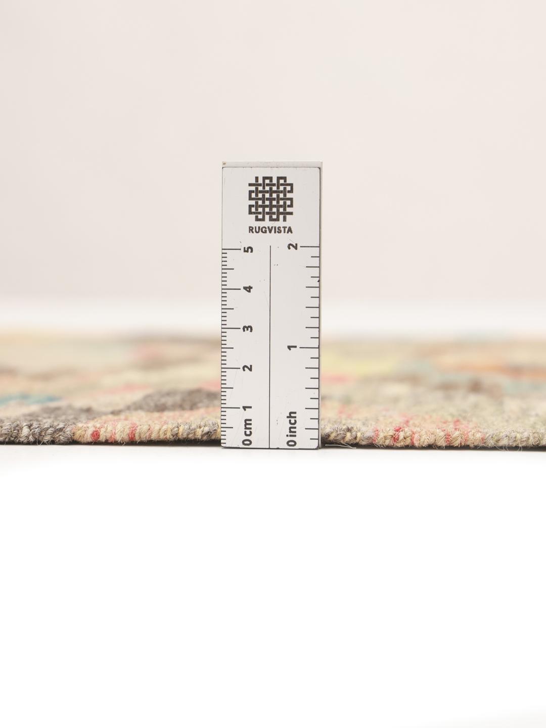 Hand-woven Kilim runner with geometric patterns in brown and multicoloured tones from the Middle East