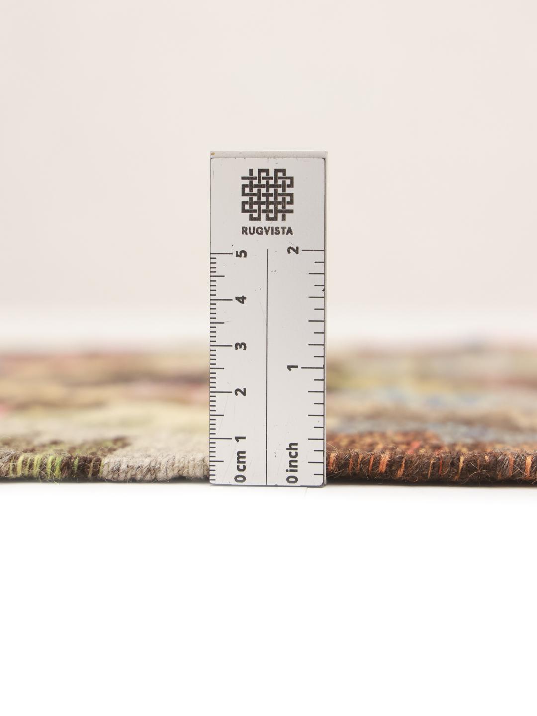 Hand-woven Middle Eastern runner with a vibrant multicolor geometric pattern