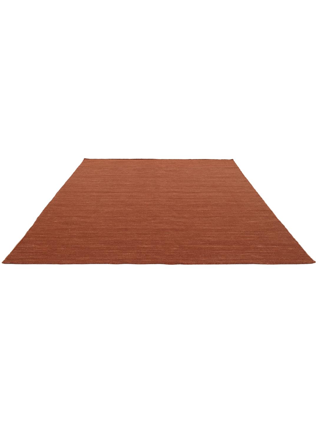 Square red hand woven rug