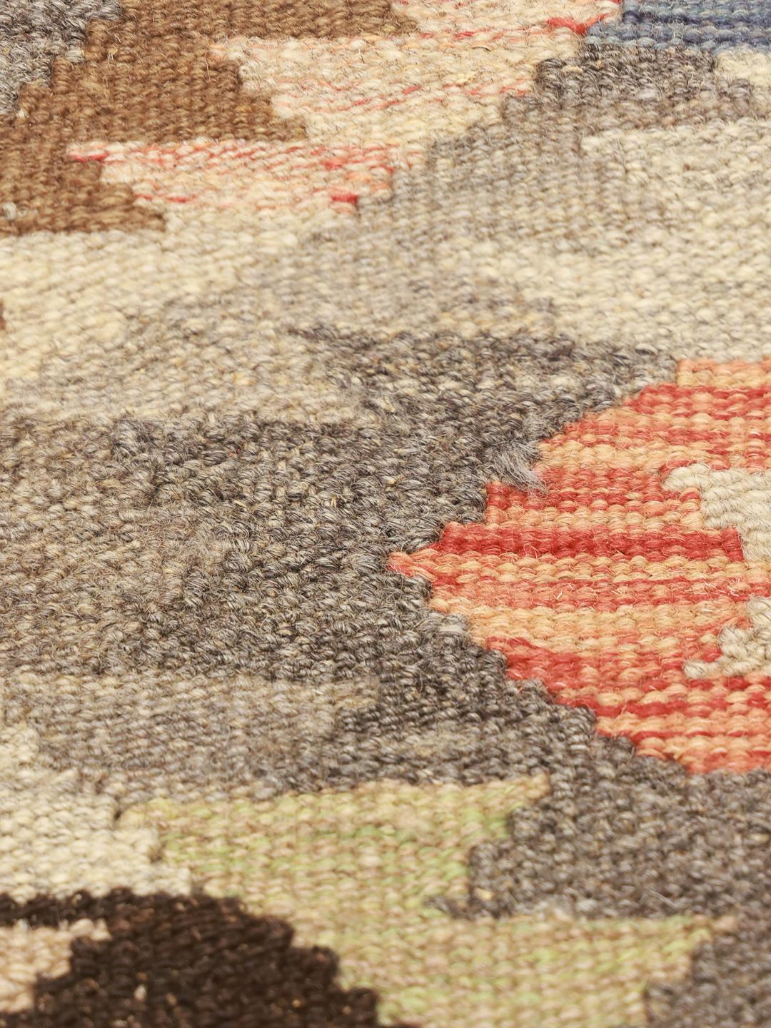 Handmade Afghan runner rug in beige with geometric pattern