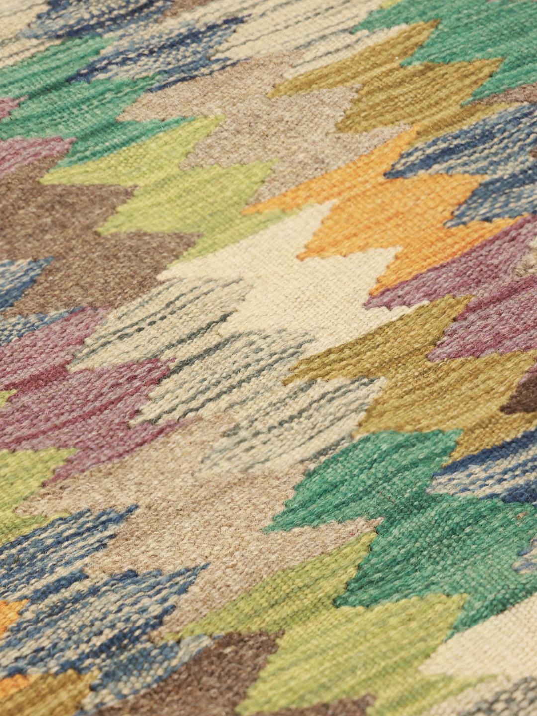 Handgemaakte loper uit Afghanistan in multicolor