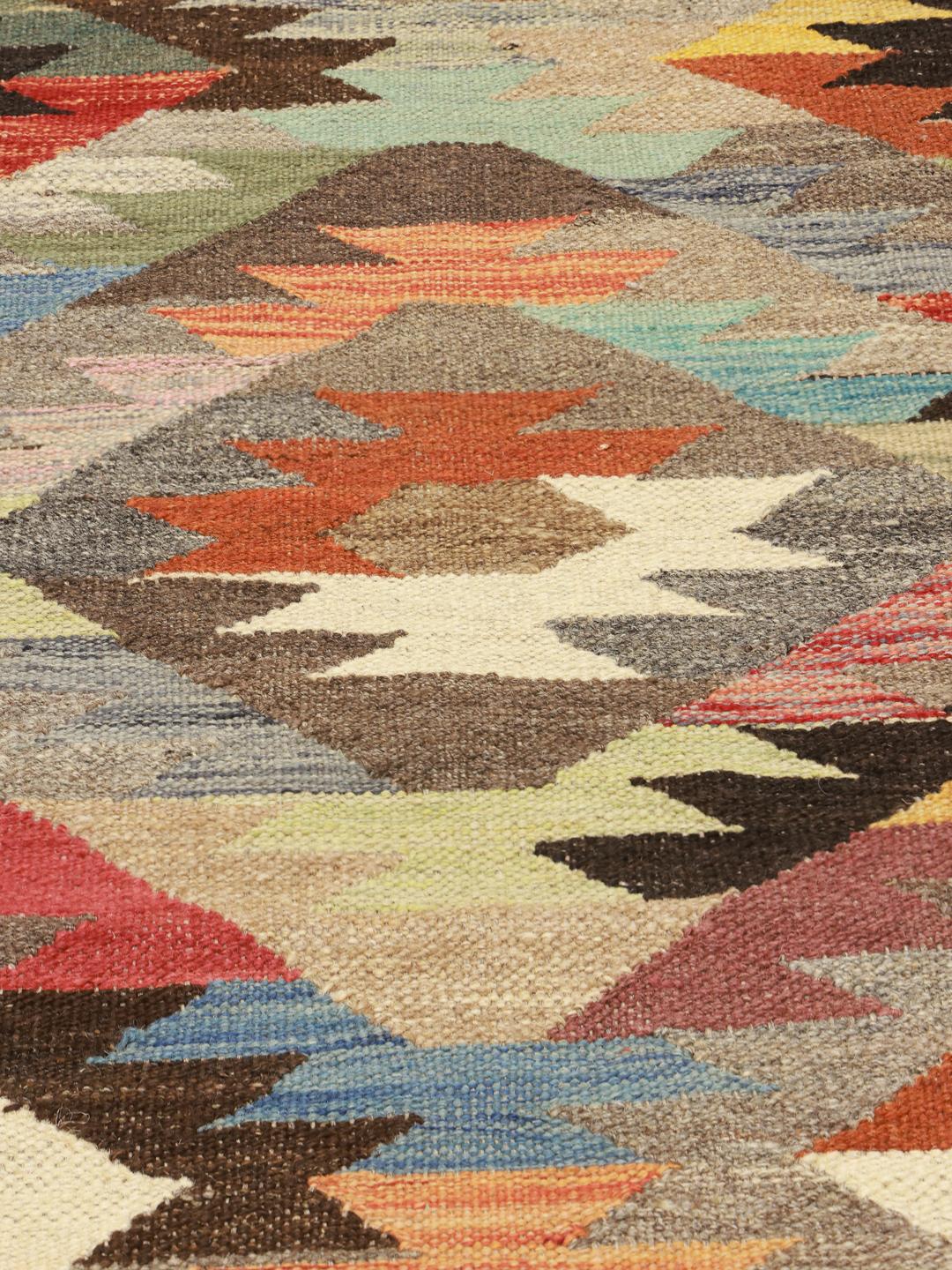 Handmade Afghan runner rug in multicolor