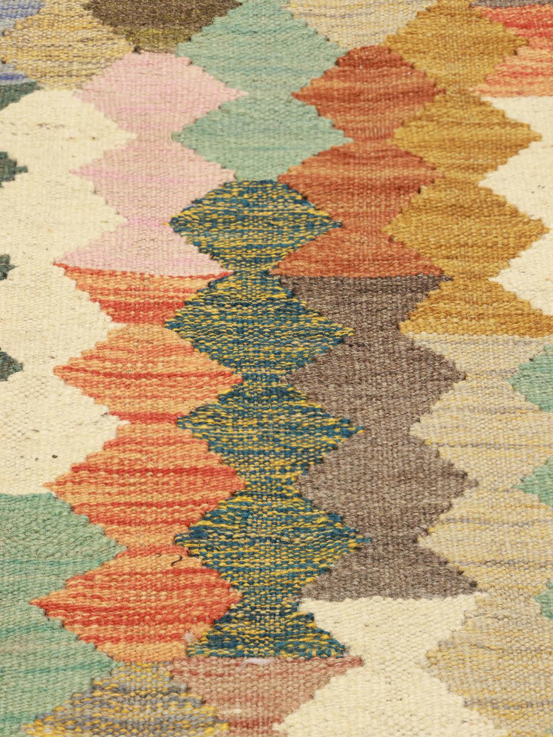 Handmade runner rug from Afghanistan in multicolor