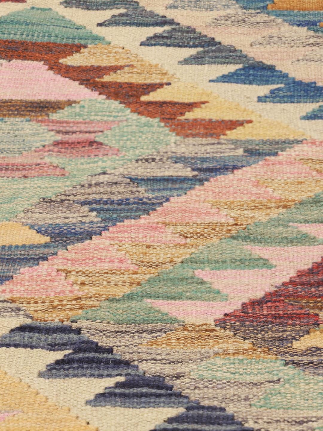 Handgeweven Afghaanse loper in multicolor