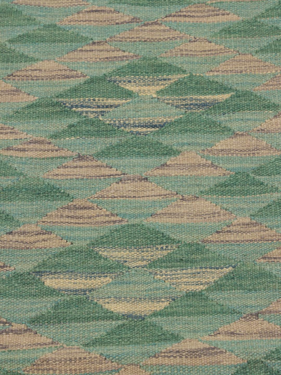 Handmade runner rug from Afghanistan in green