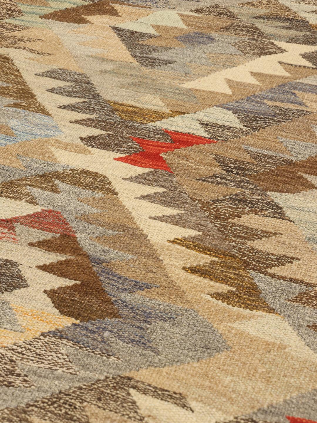 Handgemaakte Afghaanse tapijtloper in multicolor wol
