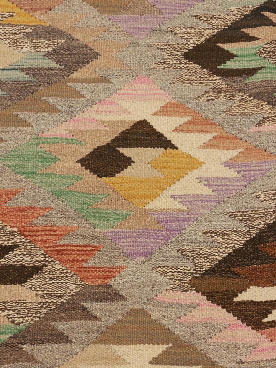Handgemaakte loper uit Afghanistan in multicolor