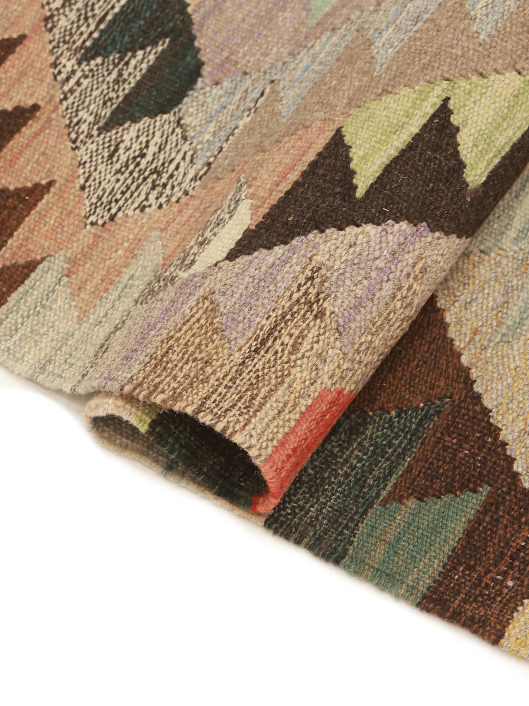 Handgemaakte Afghaanse wollen loper in multicolor