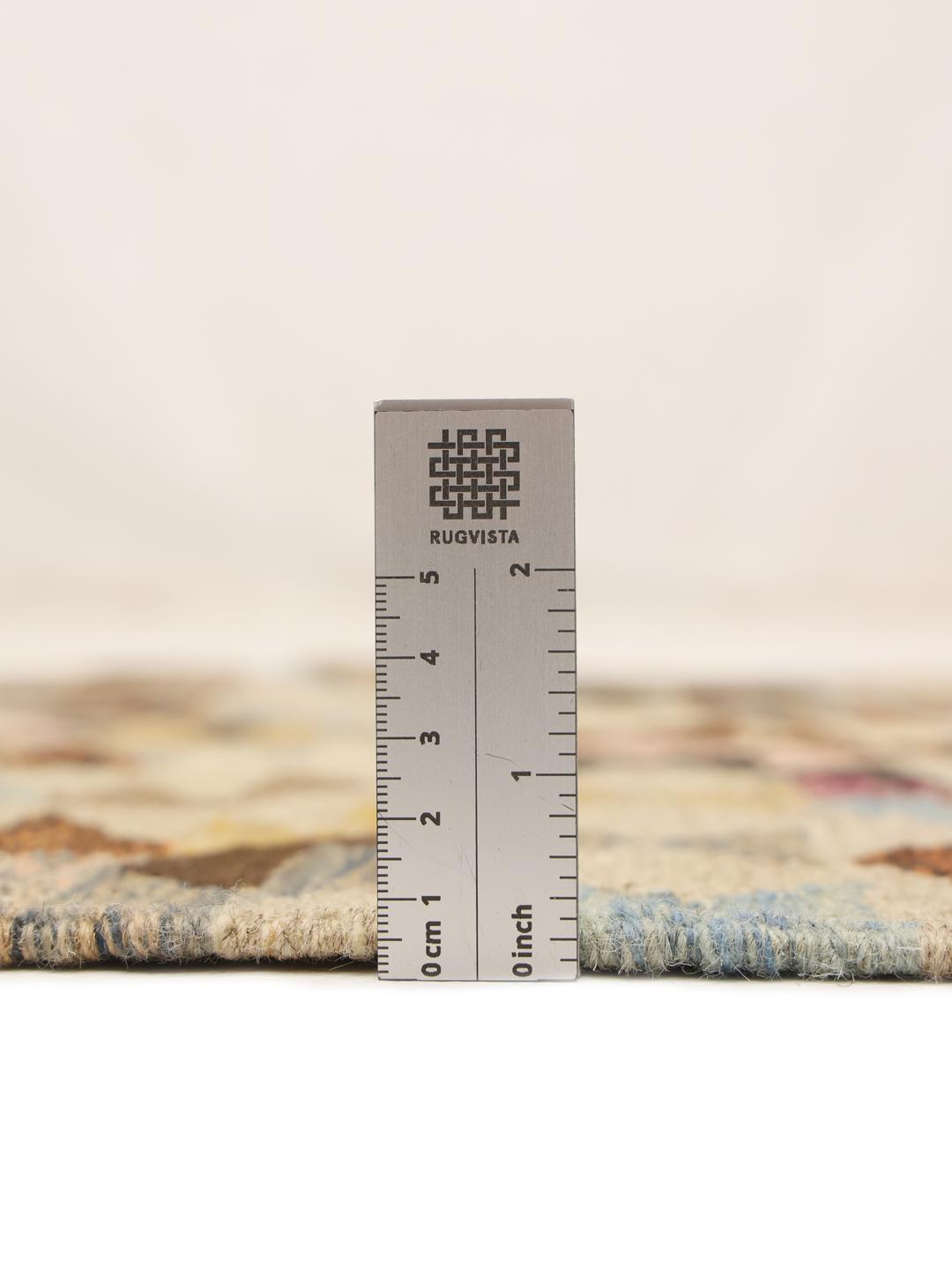 Handmade Middle Eastern runner with multicolor geometric patterns