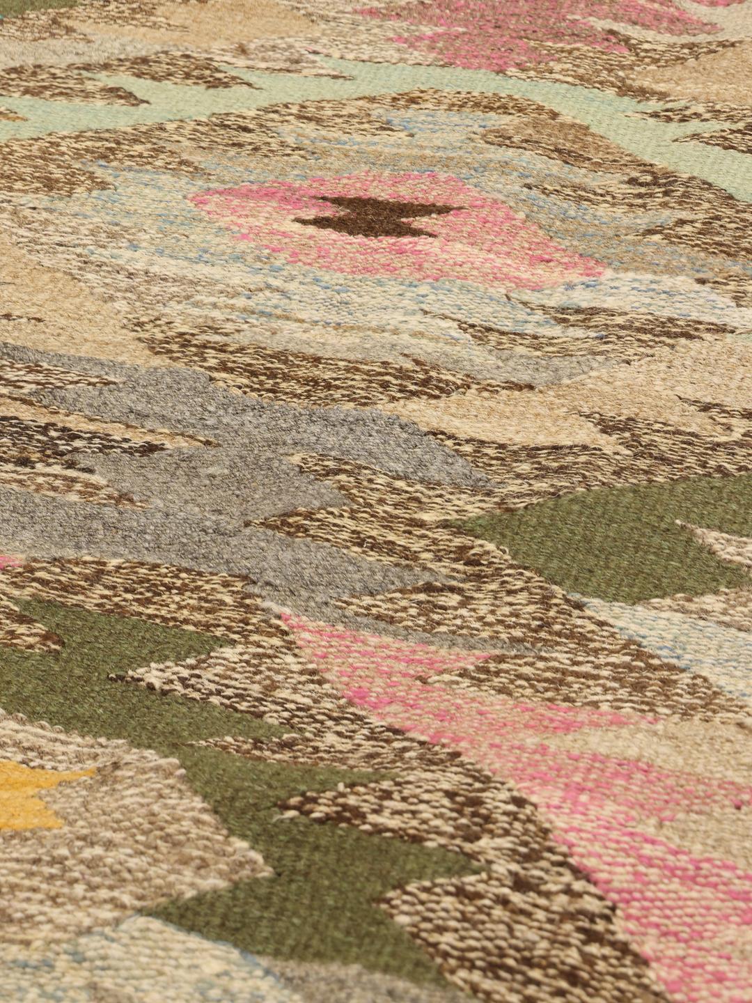 Hand-woven Kilim Ariana runner with vibrant geometric patterns from the Middle East