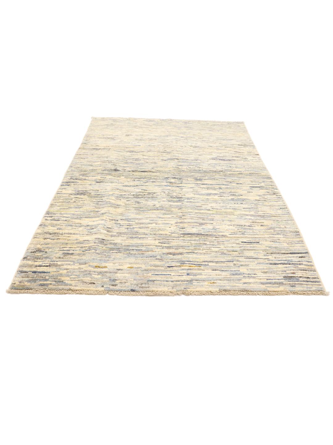 Håndknyttet afghansk Gabbeh Modern tæppe i blå og beige toner