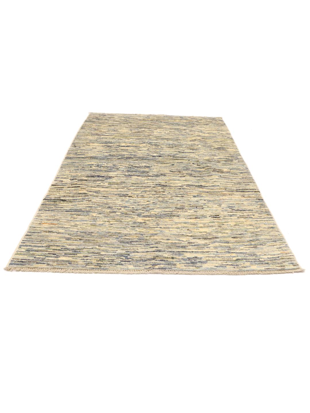 Håndknyttet afghansk Gabbeh Modern tæppe i blå og beige toner