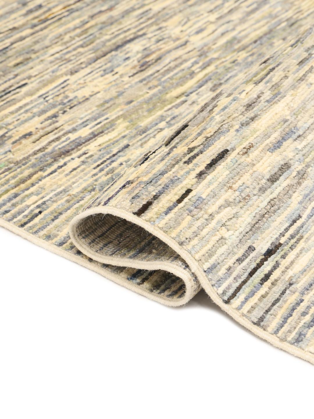 Håndknyttet afghansk Gabbeh Modern tæppe i blå og beige toner