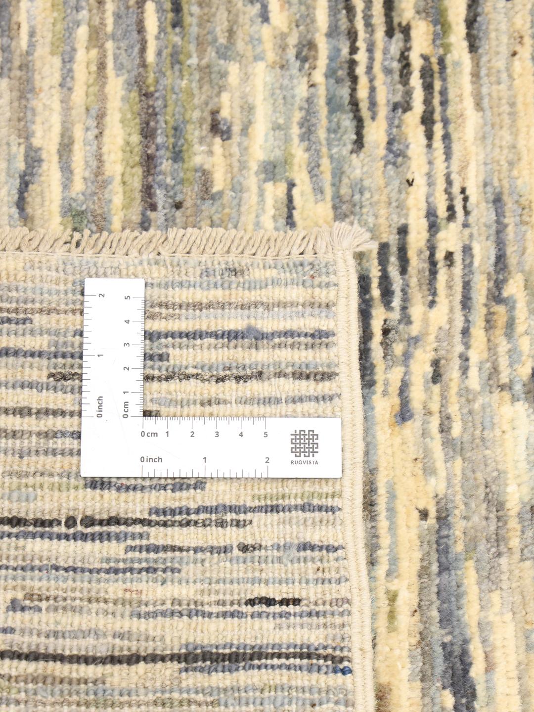 Håndknyttet afghansk Gabbeh Modern tæppe i blå og beige toner