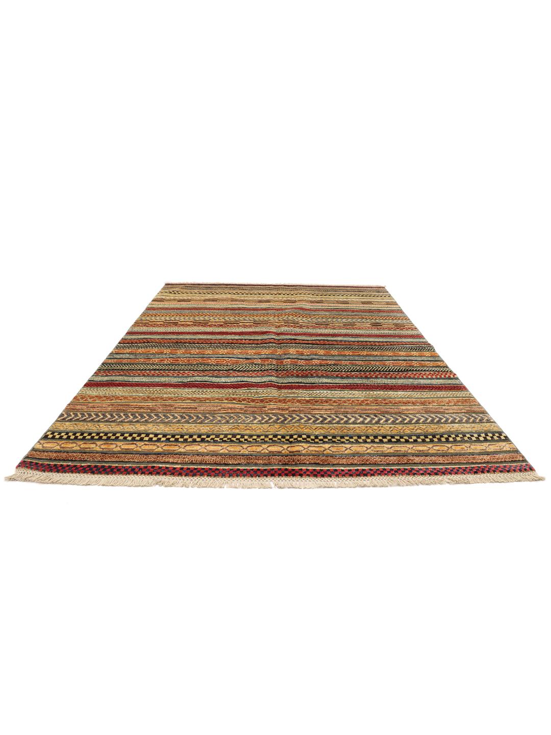 Handgemaakt Gabbeh Modern tapijt uit Afghanistan in meerkleurig design