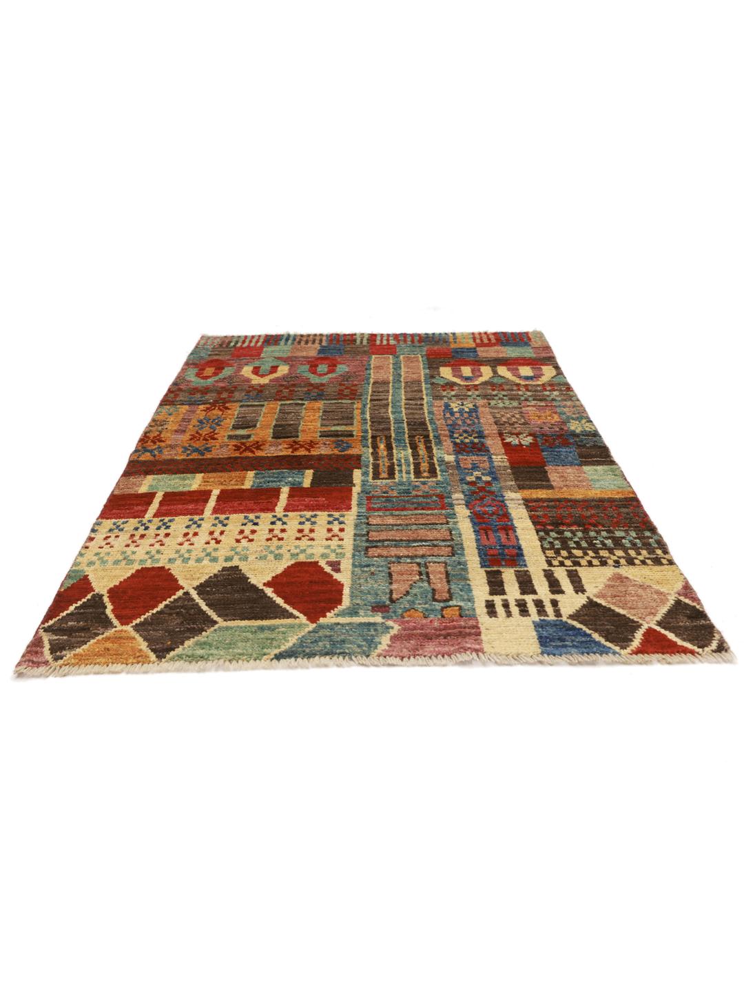 Handmade Afghan rug in multicolour