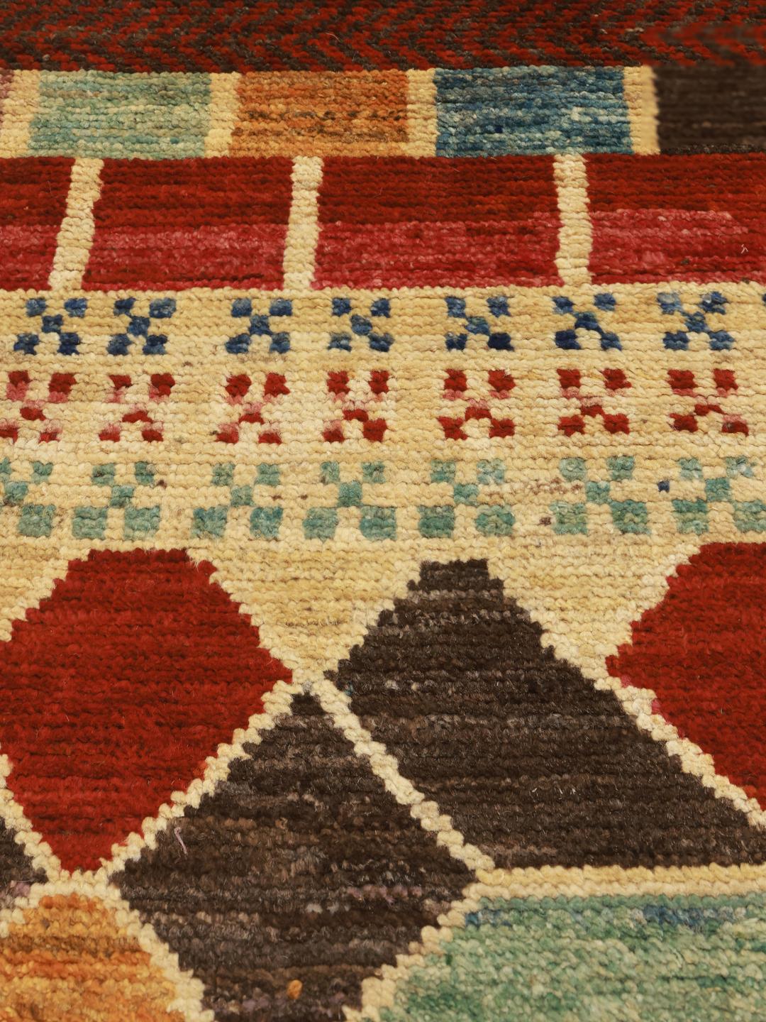 Handmade Afghan rug in multicolour