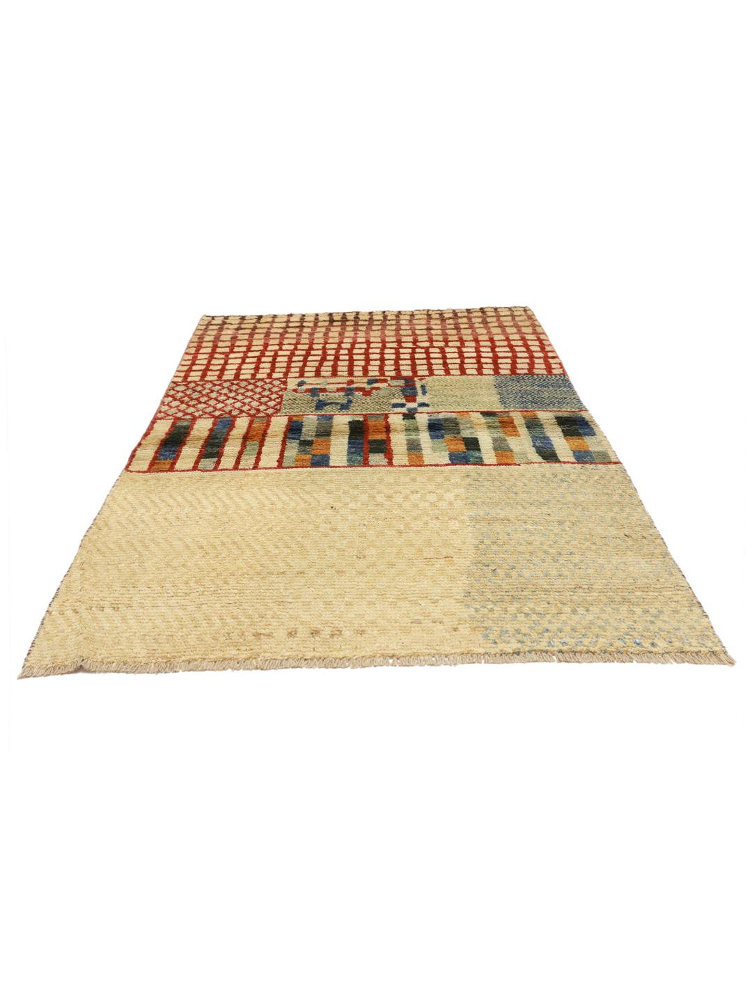 Hand-knotted Afghan rug with vibrant geometric patterns in a multicolor palette