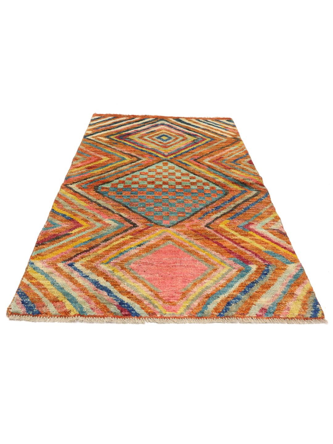 Handmade Berber Colourful rug from Afghanistan in multicolour wool