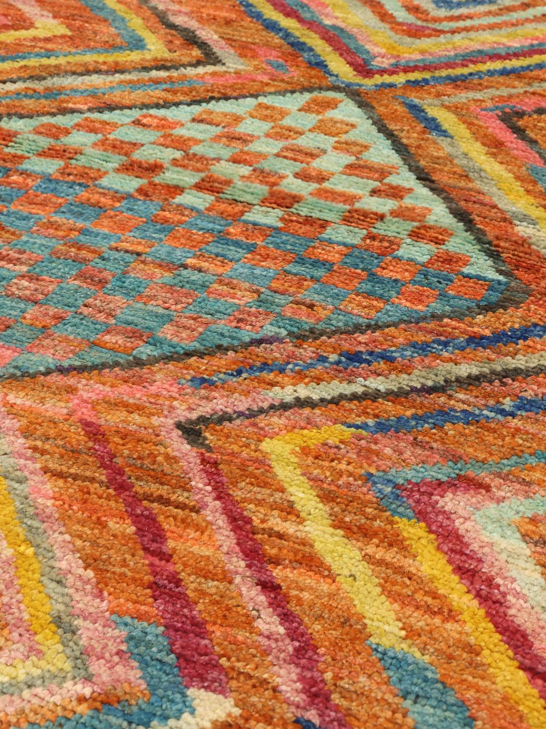 Handmade Berber Colourful rug from Afghanistan in multicolour wool