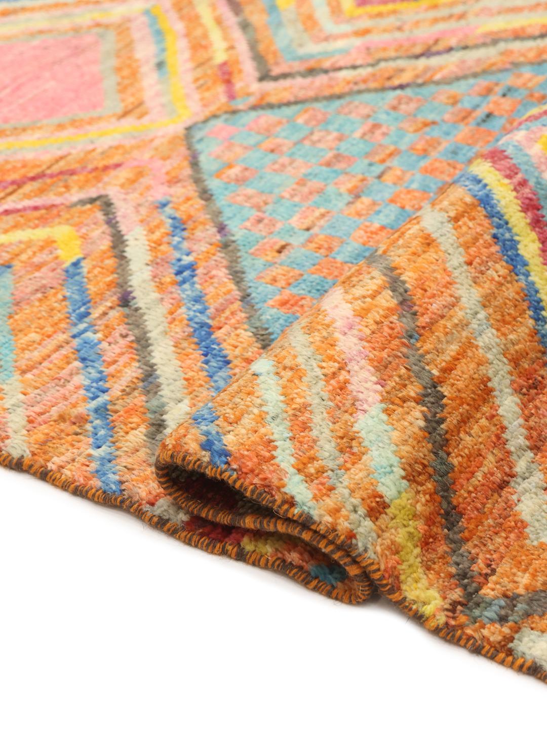 Handmade Berber Colourful rug from Afghanistan in multicolour wool