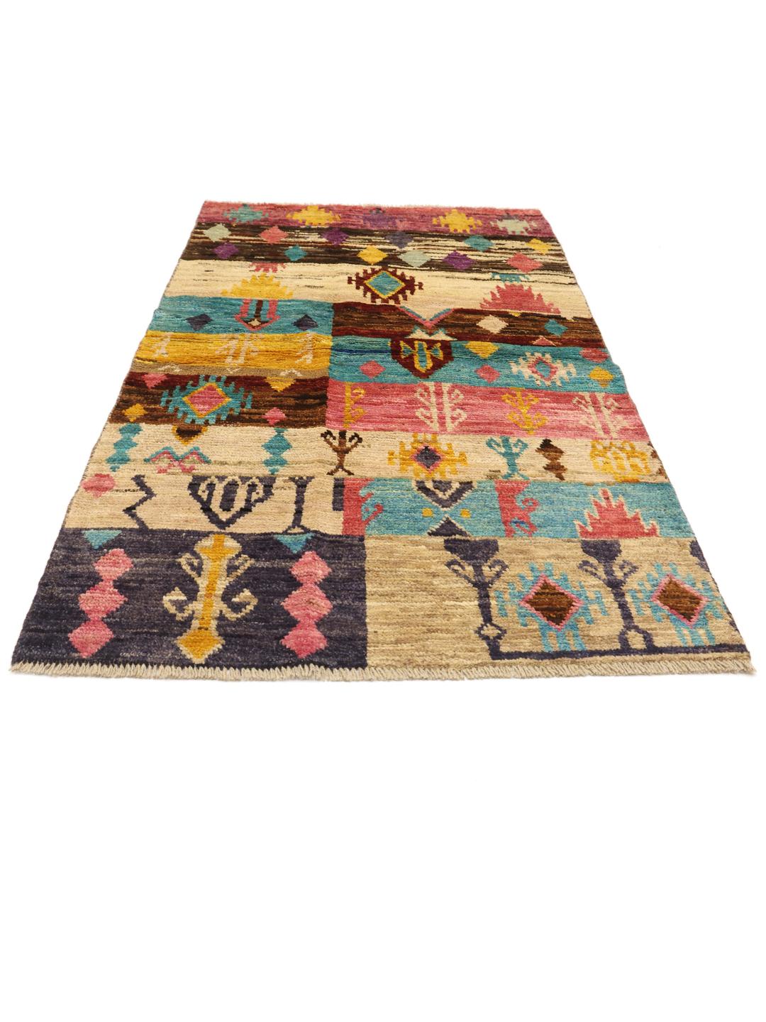 Håndlavet afghansk tæppe i flerfarvet uld med Berber Colourful-design