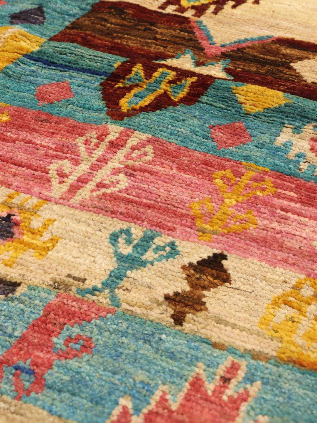 Håndlavet afghansk tæppe i flerfarvet uld med Berber Colourful-design