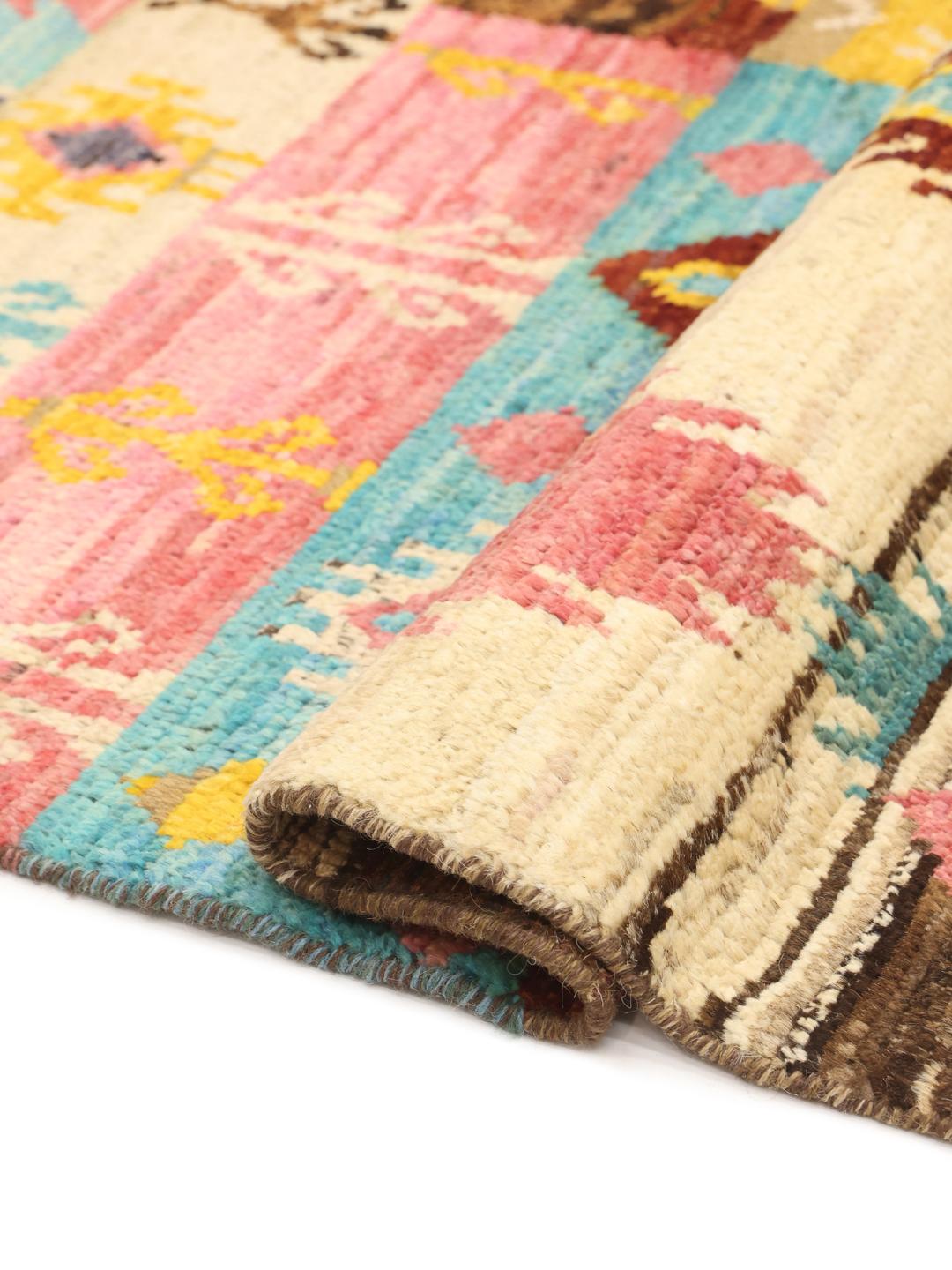 Håndlavet afghansk tæppe i flerfarvet uld med Berber Colourful-design