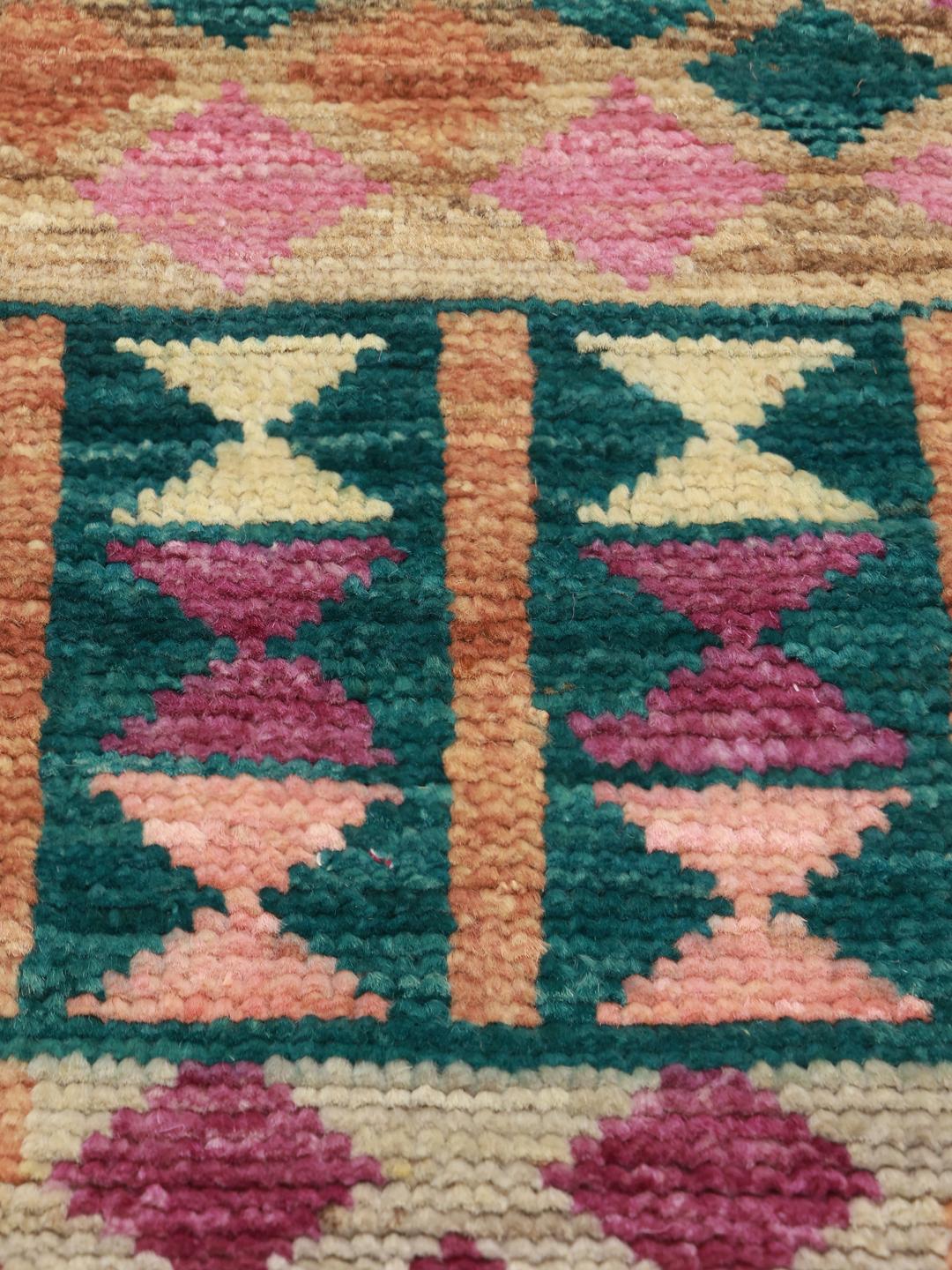 Hand-knotted Berber Colourful rug from Afghanistan in multicolor geometric patterns