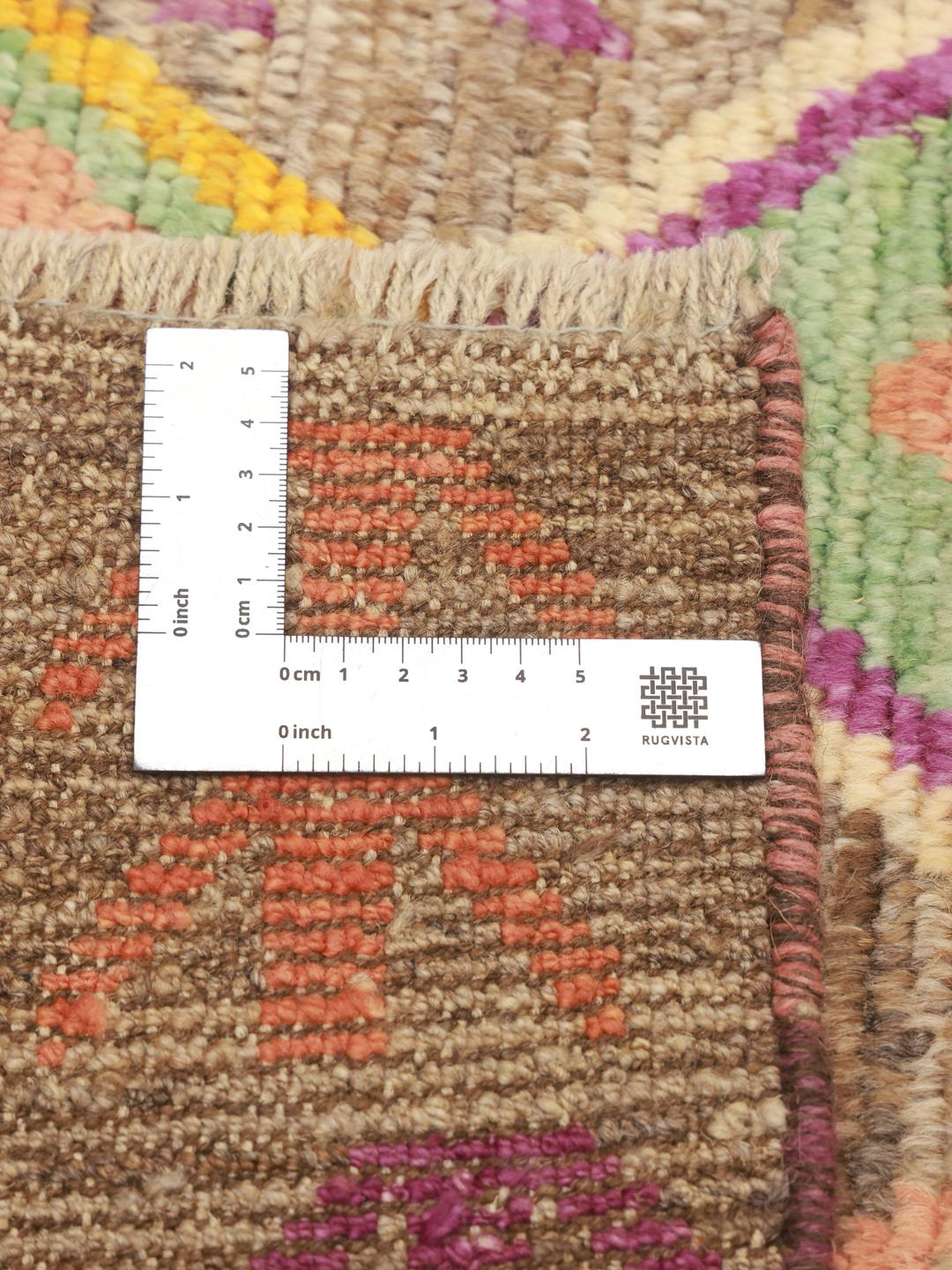 Hand-knotted Berber Colourful rug from Afghanistan in brown with vibrant motifs