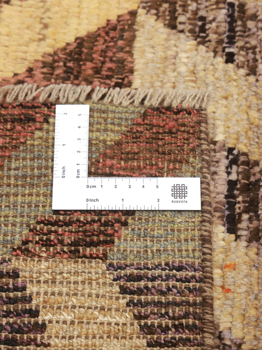 Hand-knotted Afghan rug with a multicolor chevron pattern