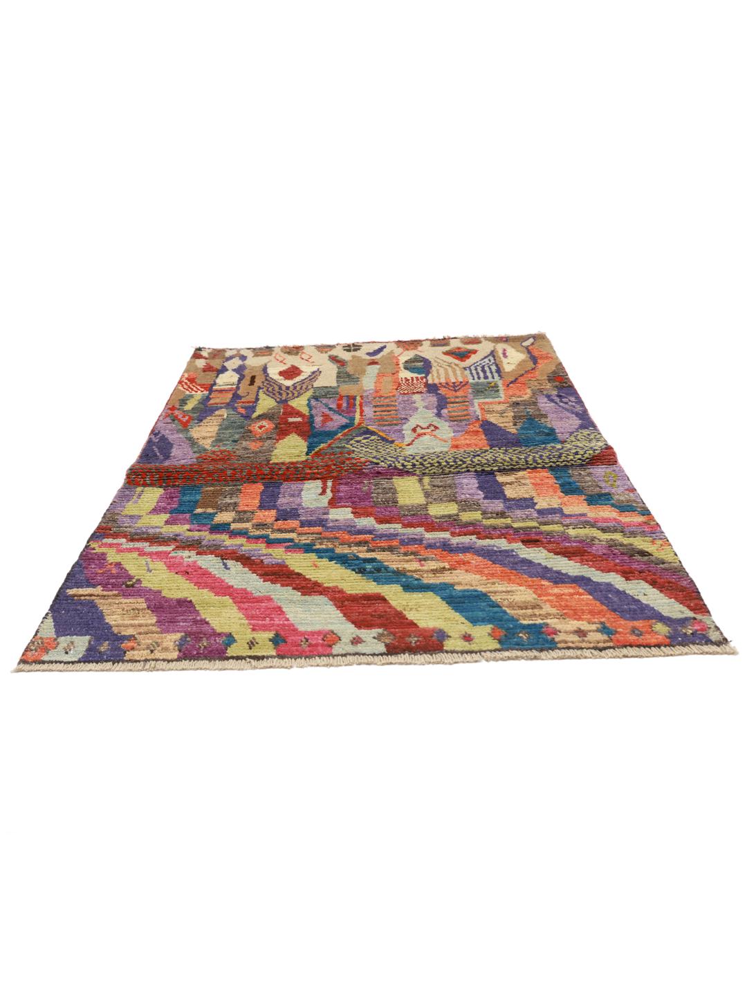 Hand-knotted multicolour Berber rug from Afghanistan