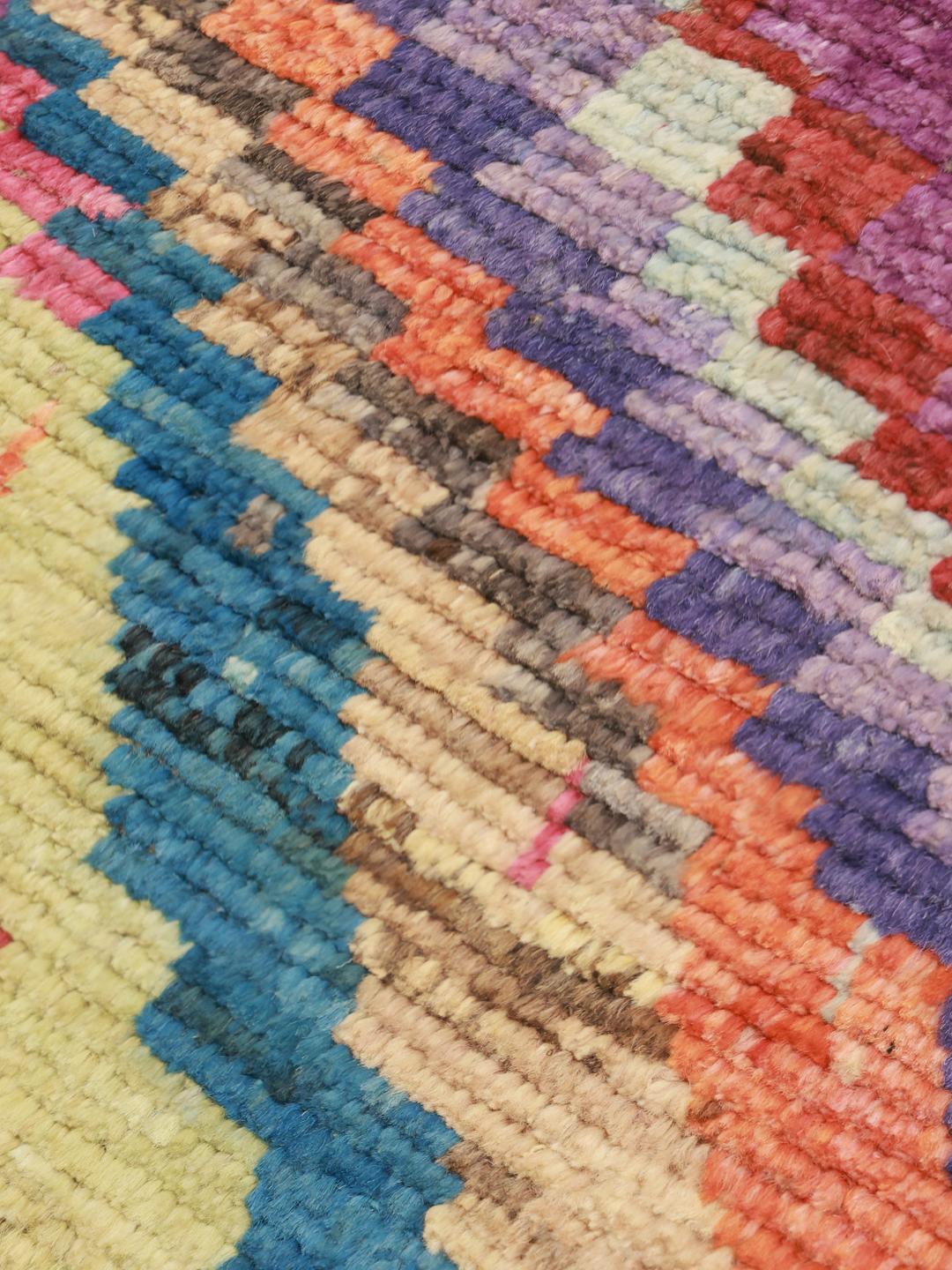 Hand-knotted multicolour Berber rug from Afghanistan