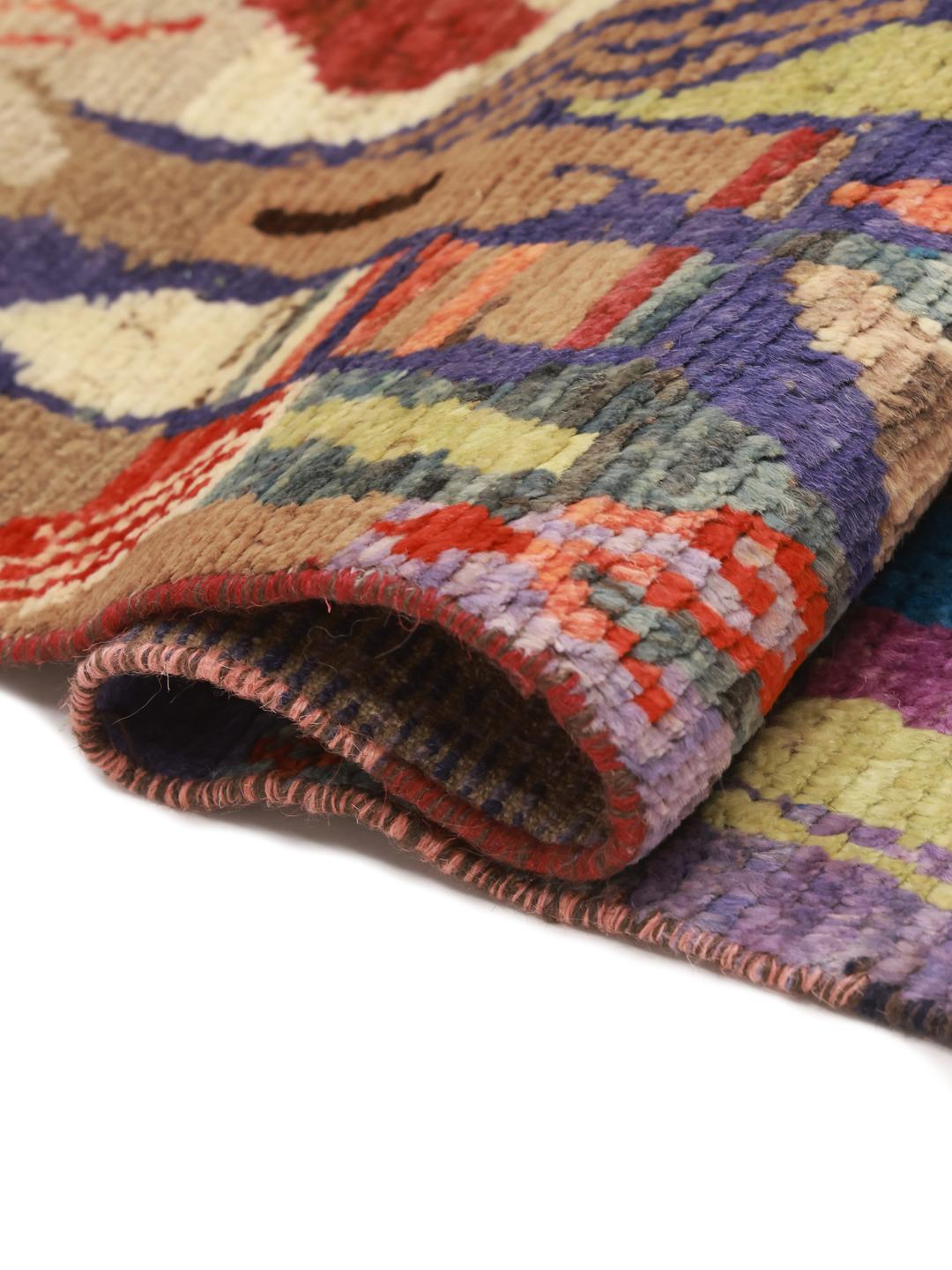 Hand-knotted multicolour Berber rug from Afghanistan
