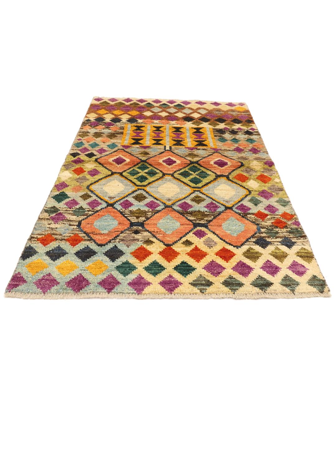 Handmade Afghan rug in multicolour