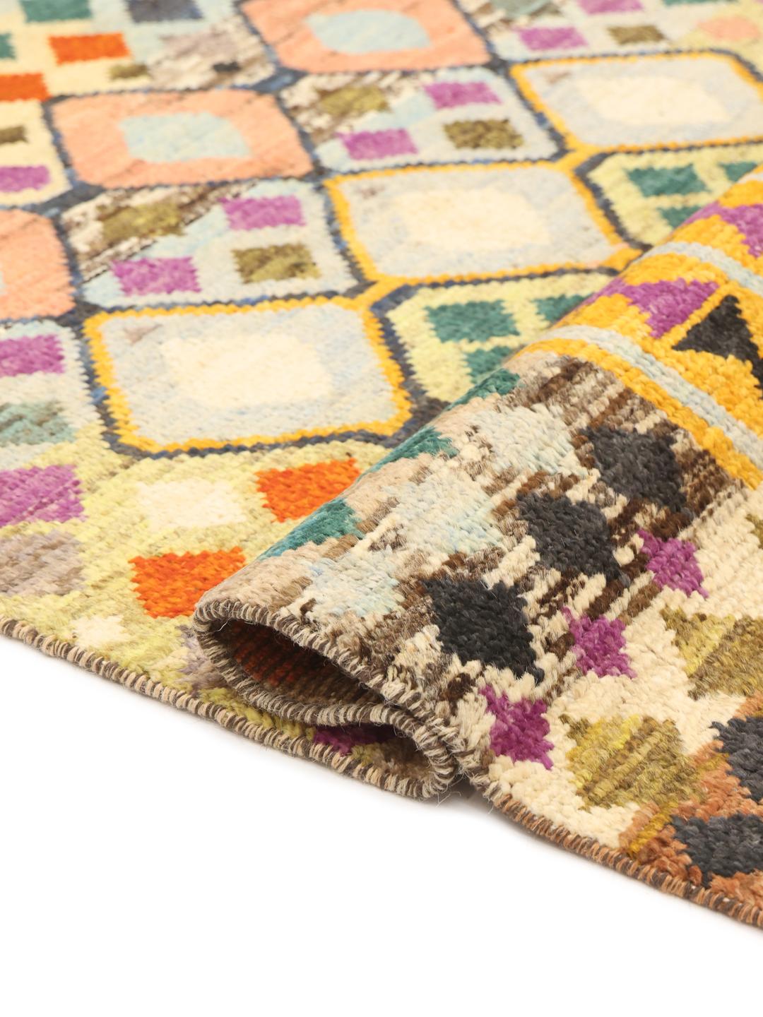 Handmade Afghan rug in multicolour