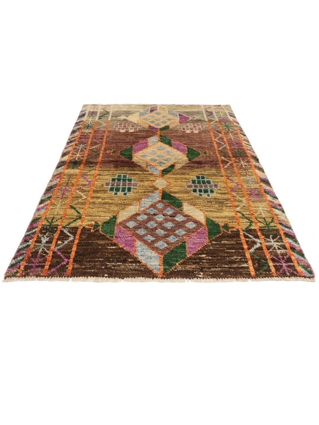 Handmade wool rug from Afghanistan in multicolour