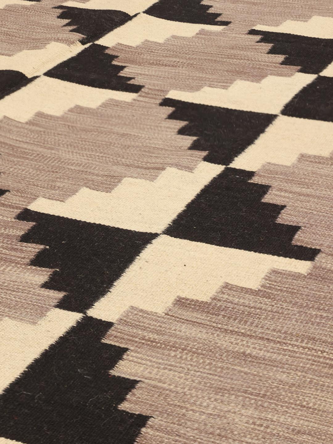 Afghan kelim rug in grey and black