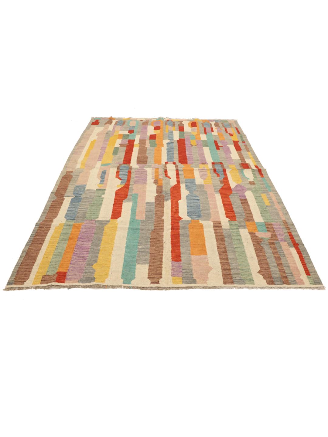 Covor multicolor afgan țesut manual