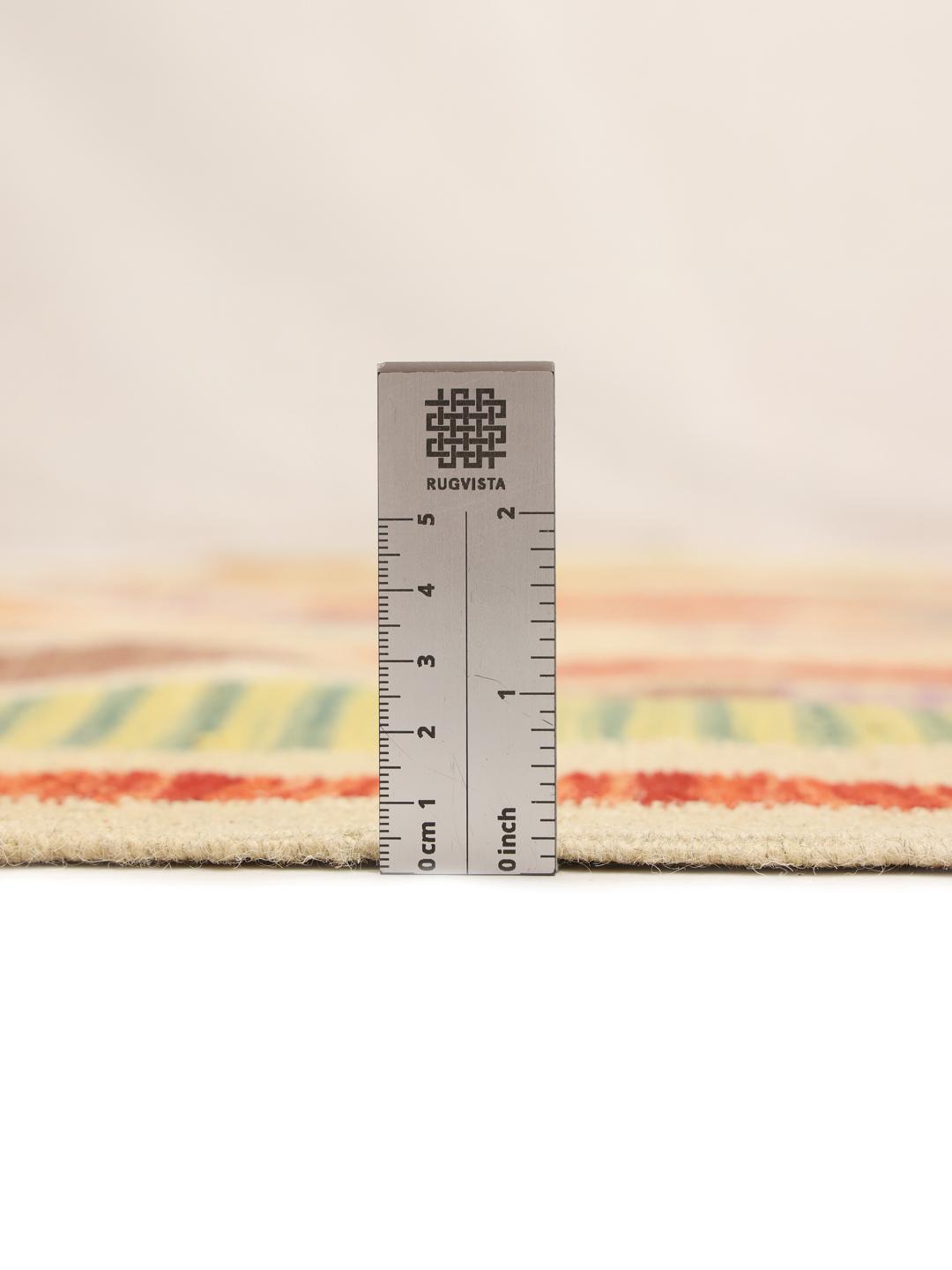 Handgefertigter Flachgewebeteppich aus Afghanistan in Beige und Mehrfarbig