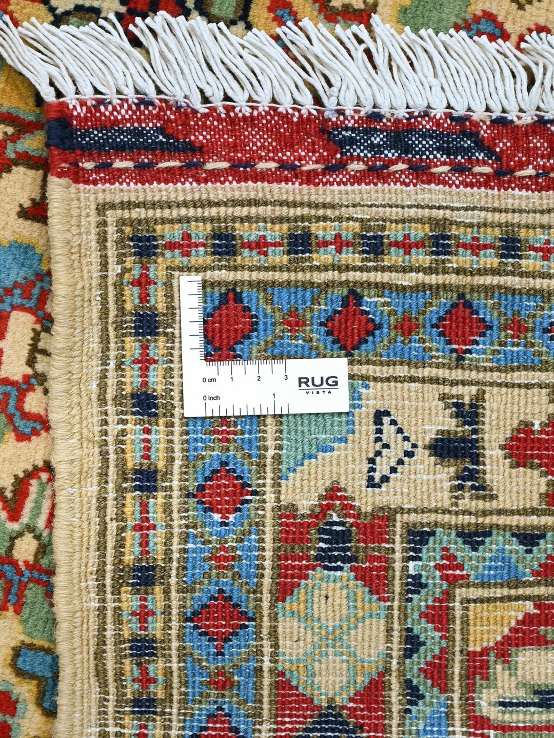 Handgeknoopt Kunduz-tapijt uit het Midden-Oosten met verfijnde veelkleurige patronen